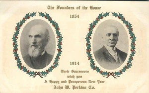Happy New Year Gründer des Hauses 1854-1914 John W Perkins Co Maine Postkarte - Bild 1 von 2