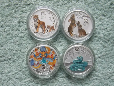 2022-2023-2024-2025 Australia Silver Lunar Series Coloreado 1/2 oz (juego de cuatro) Foto 1 de 4