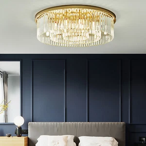 Lampadario moderno cristallo incasso oro plafoniera dia 23,6" UK - Foto 1 di 18