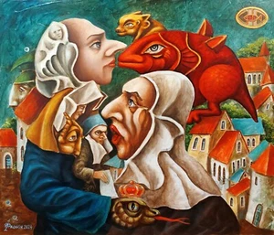 ORIGINAL Oil Painting canvas CONTEMPORARY ART surrealism by Pronkin 2024INTRIGUE - Picture 1 of 11