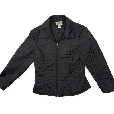 Talbots Petite Size 2 Quilted Collared Jacket Zipper Front - Image 1 of 4
