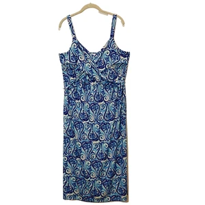 Stella Parker Women's Size Large Tank Maxi Dress Blue Swirl Paisley Sleeveless - Picture 1 of 7