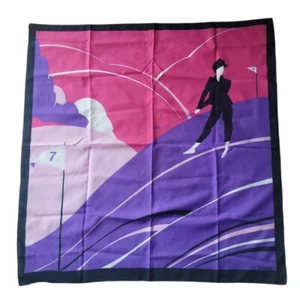 Agora Women's Playing Golf Theme 30'' x 30'' Square Scarf Made in Italy  - Picture 1 of 5