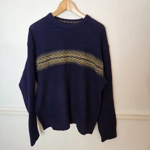 VTG American Eagle Sweater Sz Large Mens Lambswool Navy Blue Crewneck Pullover - Picture 1 of 12