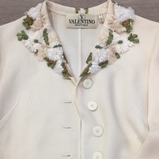 Valentino Boutique Vintage Floral Embroidered Jacket Skirt Set Size 4 Us S