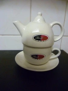 EIN VINTAGE FRANZÖSISCHES PORZELLAN SCHOKOLADENTOPF & TASSE ENSEMBLE. 'BLACK LABEL CHOKY' THEIERE - Bild 1 von 5
