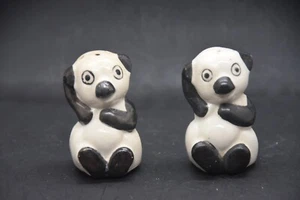 Mid century, Panda, salt/ pepper shakers, hand painted, Japan - Picture 1 of 11