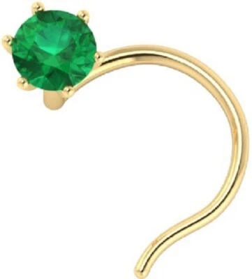 Pin de nariz minúsculo brilho tradicional indiano C Z sólido ouro amarelo 14k para beleza 3mm - Imagem 1 de 4