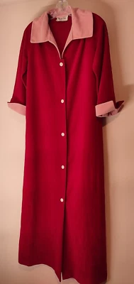 Vestido de noche vintage Vanity Fair para mujer vestido de casa rojo y rosa suave polar PEQUEÑO Foto 1 de 4