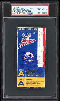 Darryl Strawberry Signed Yankee Stadium Ticket PSA/DNA 10 GEM MINT - Image 1 of 2