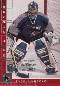 2001-02 BAP Memorabilia Chicago Sun Times Ruby #4 Evgeni Nabokov