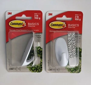 3M Command Damage Free Hooks 2 hooks Holds 2 LBS - Picture 1 of 3