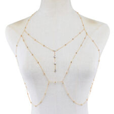 Necklace Harness Crystal Chest Body Chain Beach Bikini Bra Jewelry Rhinestone