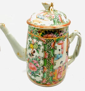 RARE 18th Chinese Rose Medallion Teapot Flower LID Twist Handle Appraised - Picture 1 of 10