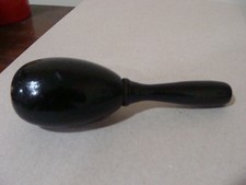Vintage Wood Wooden Sock Darner Egg Shape 2 Pc. Black Old Sewing Tool Gadget