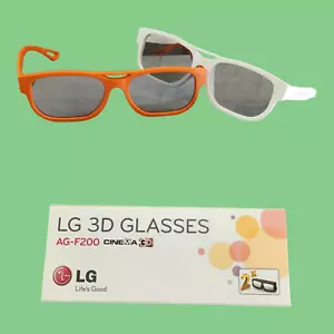 2 Pairs of LG AG-F200 Cinema 3D Glasses for 2011 LG Cinema 3D TVs White Orange - Picture 1 of 11