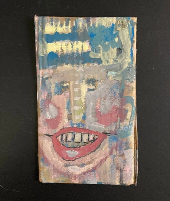 Original Único Hombre Feliz Retrato Pintura Azul Extraño Feo Ingenuo Arte Forastero Foto 1 de 4