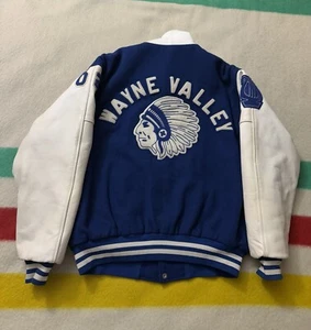 Vintage 2002 Wayne Valley New Jersey Indians Band Varsity Jacket XL Blue White - Picture 1 of 21