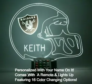 Las Vegas Raiders Night Light Up Football LED Sports Fan Lamp, Personalized FREE - Picture 1 of 12