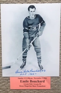 Emile Butch Bouchard Montreal Canadiens Autographed 8x10 W TIcket W HOF 66 COA - Picture 1 of 2