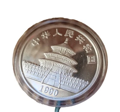 Moneda 1 Oz Plata 999 Panda 1990. En Cápsula -BU Sin Circular - Imagen 1 de 2