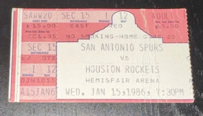 Houston Rockets Spurs NBA Basketball Ticket Stub Hakeem Ralph Sampson 1/15/86 - Image 1 of 2