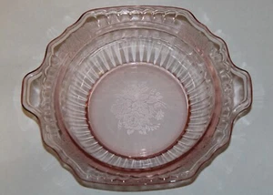 Vintage Pink Depression Glass MAYFAIR Floral Open Rose Round / Square 7" Bowl - Picture 1 of 4