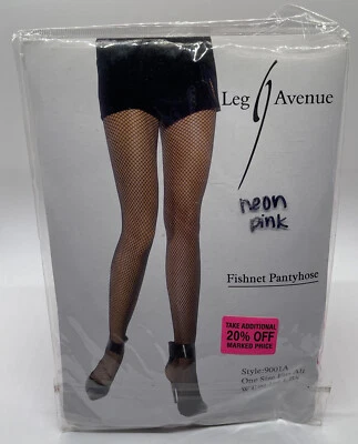 Meia-calça Leg Avenue Fishnet estilo 9001A tamanho único rosa neon 90-165 libras - Imagem 1 de 2