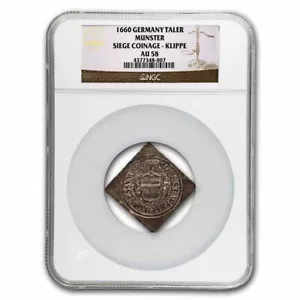 1660 German States Munster Siege Coinage Silver Klippe AU-58 NGC - Picture 1 of 3