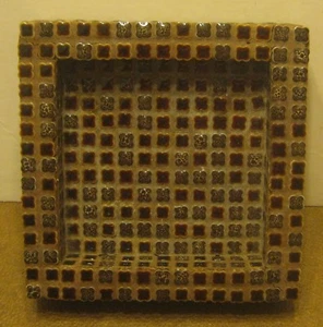 Handmade MOSAIC TILE Candy Dish w SWEDISH Inscription SIGNED ELOF Dated 1976!!!! - Picture 1 of 6
