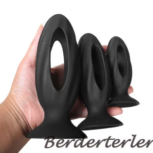 O-type Hollow Anal Plug Silicone Butt Plug Dildo Anus Dilator Expander Sex Toys - Picture 1 of 21