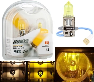 Nokya 2500K Yellow H3 Nok7615 55W Fog Light Two Bulbs Fit Lamp Replacement JDM - Image 1 of 4