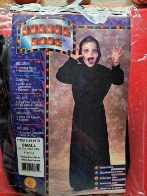 Bata de terror negra de Halloween para niños Foto 1 de 4