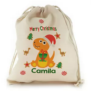 Personalisierter Weihnachts Nikolaus Sack, Dinosaurier individuell Heiligabend Sack Strumpf - Bild 1 von 12