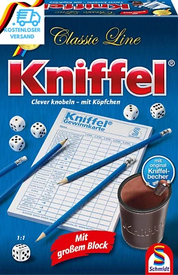 BESUCHE DEN SCHMIDT-STORE Schmidt Spiele 49203 Kniffel, Classic Line, Mit Großem Block, Mit Original Kniff