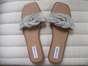 Sandalia Steve Madden Para Mujer Adore Estrás Nudo Brillante Frontal Deslizable Talla 10 NUEVA - Imagen 1 de 5