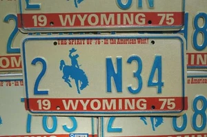 Una o más etiquetas de matrícula BICENTENARIO del estado de WYOMING 1975 1976 1977 - Imagen 1 de 4
