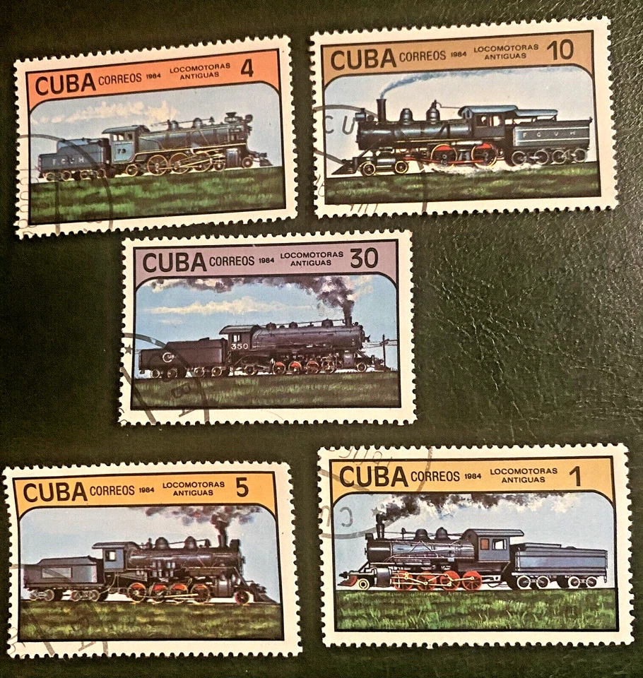 A6   -  Trains on stamps Lovely set of 5 from CUBBA Centra America - Image 1 of 1