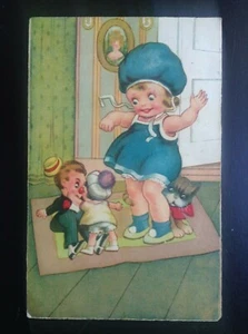 Jolie ancienne Carte postale fantaisie enfants Amag chat - Picture 1 of 2