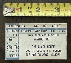 AGAINST ME! 2007 Punk Ticket Stub KBD Flyer Hot Water Music Alkaline Trio Rancid - Picture 1 of 2