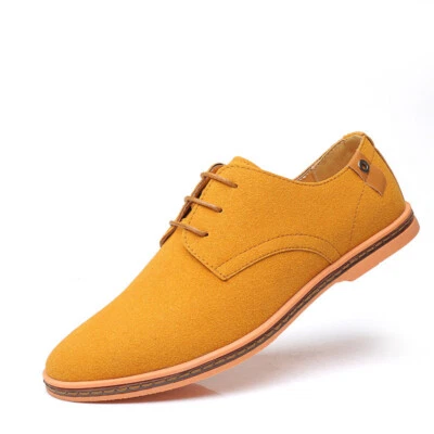 New Mens Lace Up Suede Flat Comfort Round Toe Casual Solid Color Fashion Shoes - Image 1 of 4