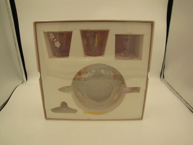 Starbucks Collectible Sakura Cherry Blossom Tea Pot & Tea Cups Glass Limited - Image 1 of 4