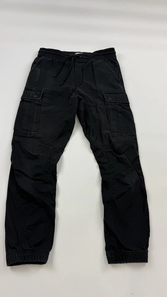 H&M Pants Mens Small Black Cargo Jogger Elastic Waist Drawstring Elastic Cuffs - Image 1 of 4