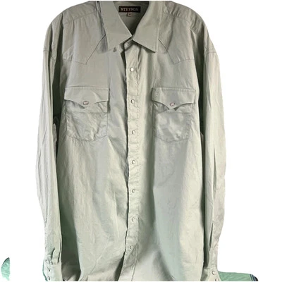 Camisa Stetson Pearl Snap XL Verde Menta Mangas Largas 100% Algodón Foto 1 de 4
