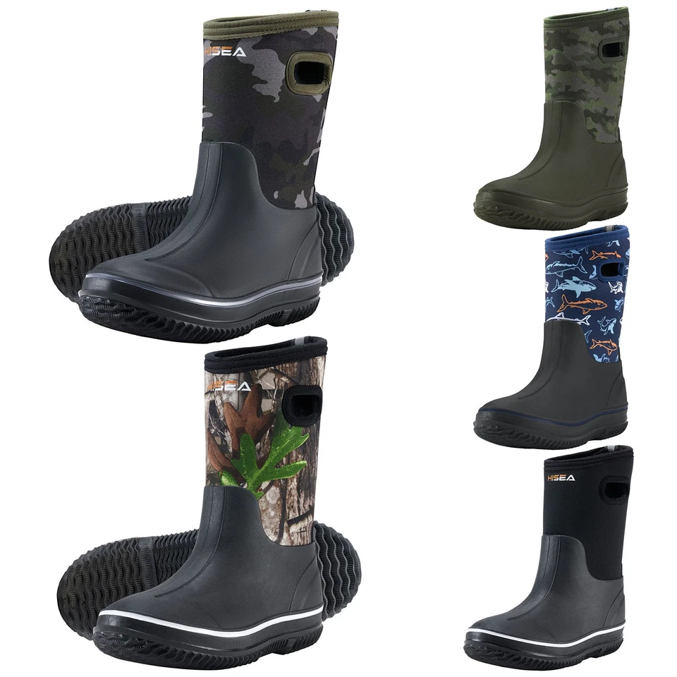 Botas de lluvia HISEA para niños con asas impermeables antideslizantes para jugar camping botas de barro Foto 1 de 4