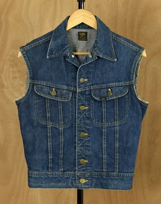 De Colección Lee 101-J Chaleco Denim 36 Corte Regular Jean Chaqueta Algodón Hecho en Unión Jinetes EE. UU. Foto 1 de 4