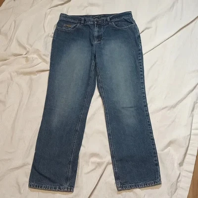 EDDIE BAUER INSULATED JEANS WOMENS 14 R FLANNEL LINED MID RISE STRAIGHT LEG PANT - Image 1 of 4