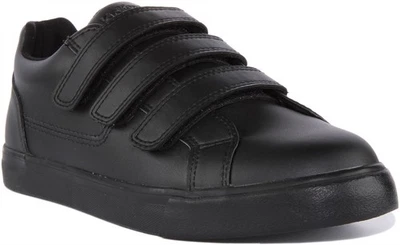 KICKERS Tovni Viaje Júnior 3 Correas Vegano Escuela Zapatos Negro Talla UK 3-6 - Imagen 1 de 4