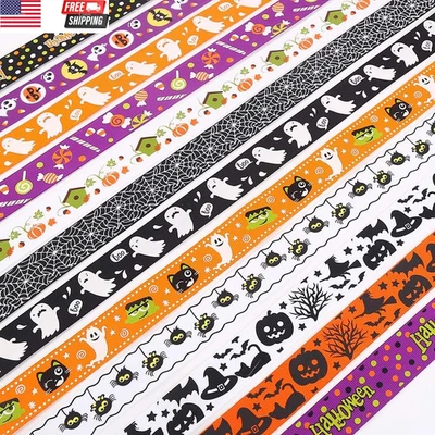 24 Yard 1 Inch Halloween Grosgrain Ribbons, Decorative Halloween Ghost Spider Pr - Image 1 of 4