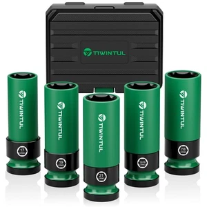 1/2" Wheel Protector Impact Socket Set, 5Pcs Non-Marring Lug Nut Socket Set, ... - Bild 1 von 7